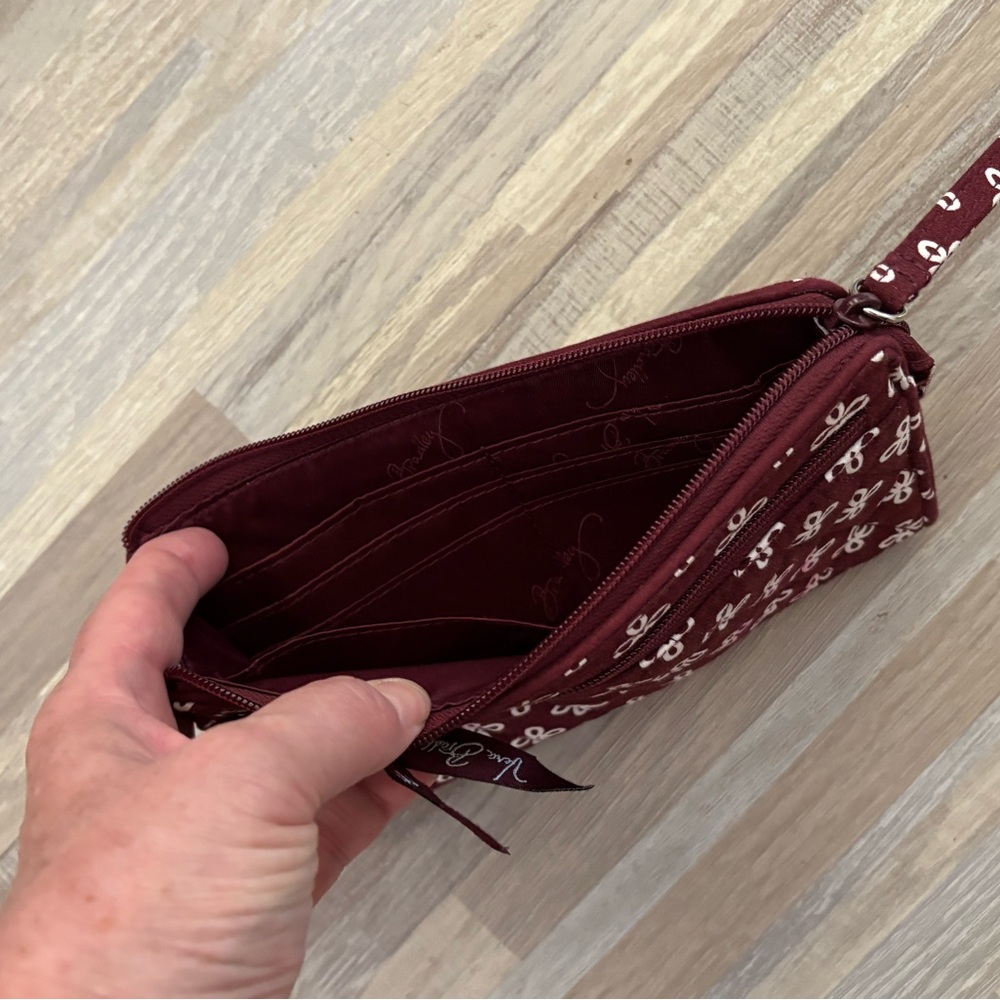 Vera Bradley Triple Zip Crossbody Bag in Maroon with matching wallet - Picture 9 of 10